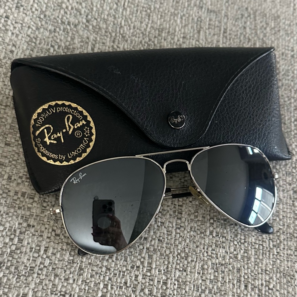 Ray-Ban Silver Mirrored Aviator Sunglasses 55mm